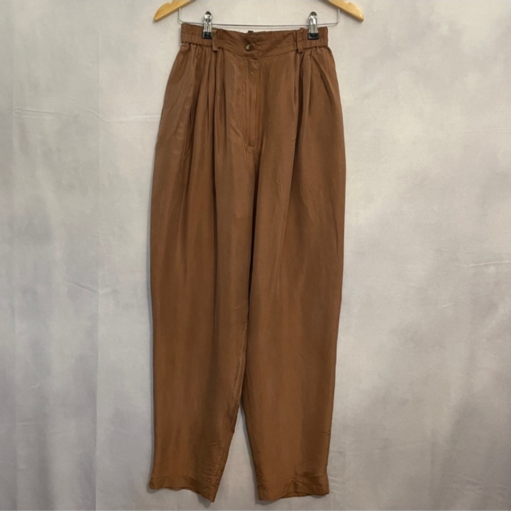 FORENZA 100% Silk Brown Trousers